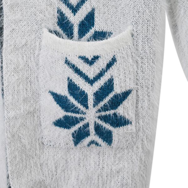 Kuscheliger Winter-Cardigan mit 2 Taschen, Einheitsgröße, blaues Schneeflockenmuster image number 6