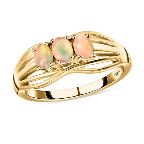 Nat&uuml;rlicher, &auml;thiopischer Welo Opal Ring, 925 Silber vergoldet (Gr&ouml;&szlig;e 16.00) ca. 0.36 ct image number 4