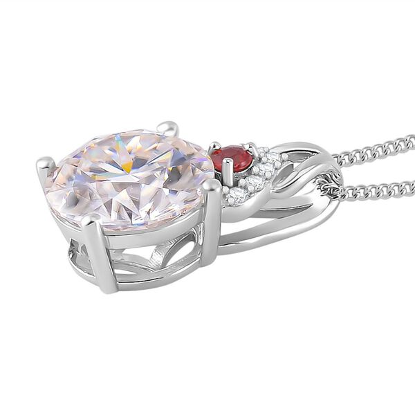 Moissanit und roter Saphir-Anh&auml;nger mit 45cm Kette - 3,92 ct. image number 4