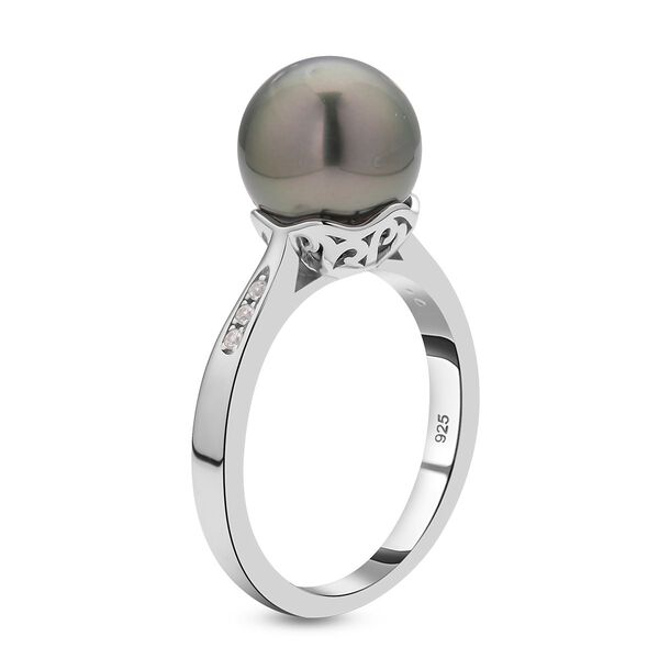 Tahiti Perle und Zirkon-Ring, 10-11mm image number 5