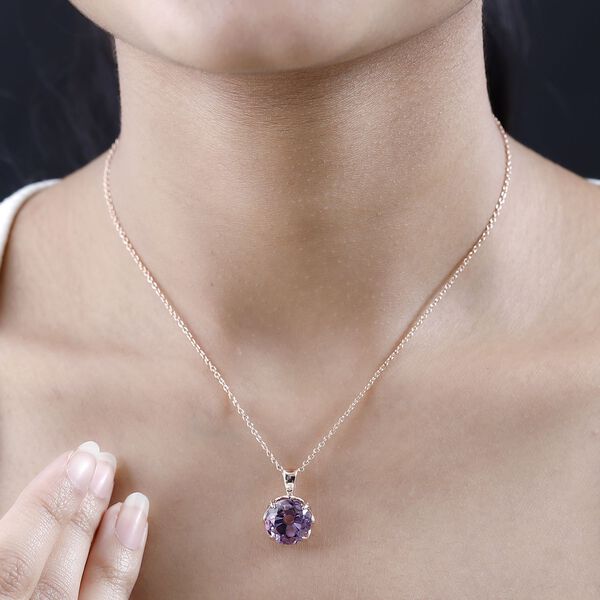 Rose De France Amethyst und Zirkon Anhänger mit 45cm Kette - 7,15 ct. image number 3