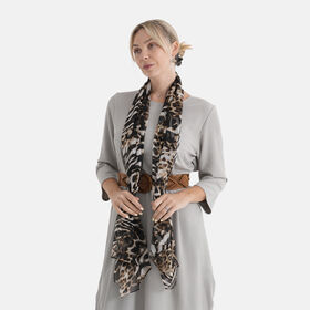 LA MAREY Signature Set mit Seidenschal und Seidentropfen-Ohrringen, 100% Maulbeerseide, 65 x 170 cm, Schwarz