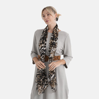 LA MAREY Signature Set mit Seidenschal und Seidentropfen-Ohrringen, 100% Maulbeerseide, 65 x 170 cm, Schwarz