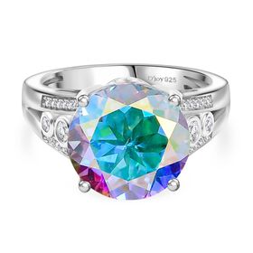D'Joy Merkur mystischer Topas, Weißer Zirkon Ring 925 Silber rhodiniert (Größe 20.00) ca. 7,70 ct