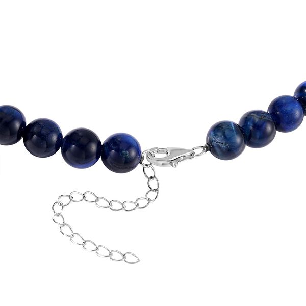 Blaue Tigerauge Halskette, ca. 45 cm+5 cm Extender, 925 Silber rhodiniert, ca. 185.00 ct image number 4