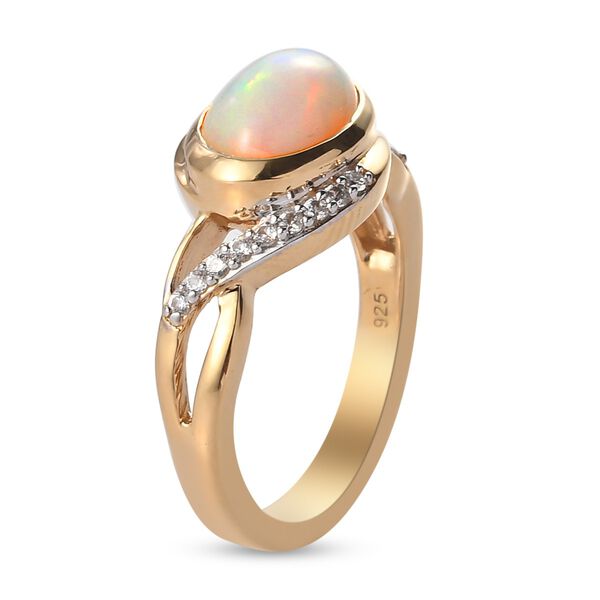 Natürlicher, äthiopischer Opal und Zirkon-Bypass-Ring in Silber image number 5