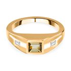 Natürlicher goldener Tansanit, weißer Zirkon Ring, 925 Silber Gelbgold Vermeil, (Größe 19.00) ca. 0.59 ct