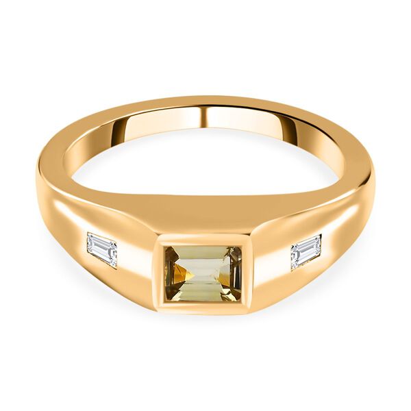 Nat&uuml;rlicher, goldener Tansanit und Zirkon-Ring - 0,59 ct.