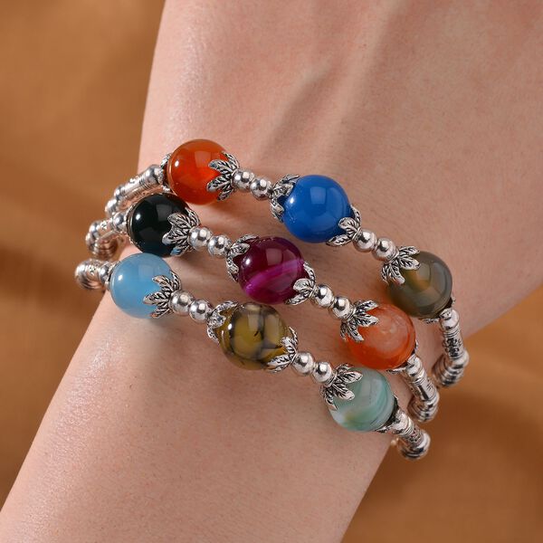 Mehrfarbiges Achat-Armband, 18 cm - 68,50 ct. image number 2