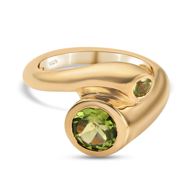 Nat&uuml;rlicher Peridot-Ring, 925 Silber vergoldet  ca. 1,51 ct