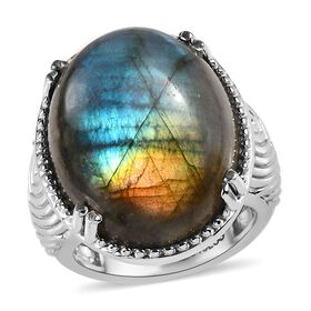 Labradorit Ring, Reiner Edelstahl (Größe 18.00) ca. 22,25 ct