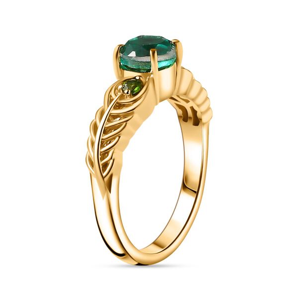 Pfau Quarz Triplett und nat&uuml;rlicher Chromdiopsid-Ring - 1,04 ct. image number 4