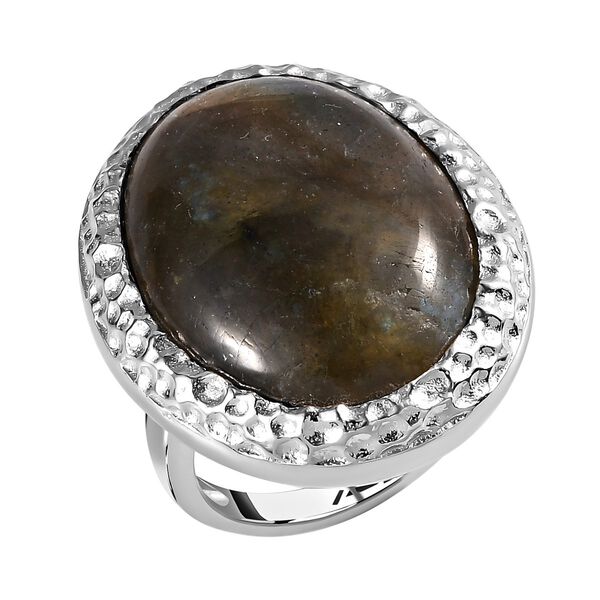 Labradorit-Ring, 925 Silber platiniert (Gr&ouml;&szlig;e 19.00) ca. 24.63 ct image number 4