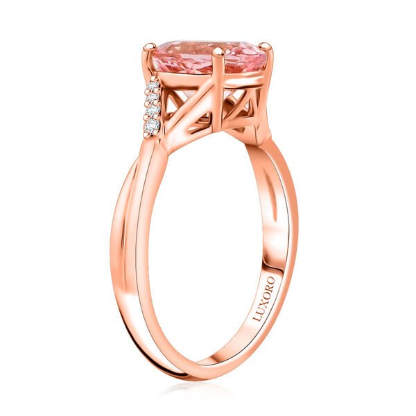 LUXORO zertifiziert und gepr&uuml;ft AAA Rosa Morganit und Diamant Ring in 417 Ros&eacute;gold - 3,50 ct. image number 4