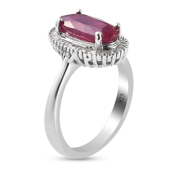 Afrikanischer Rubin und Diamant Halo Ring 925 Silber Platin-&Uuml;berzug image number 5