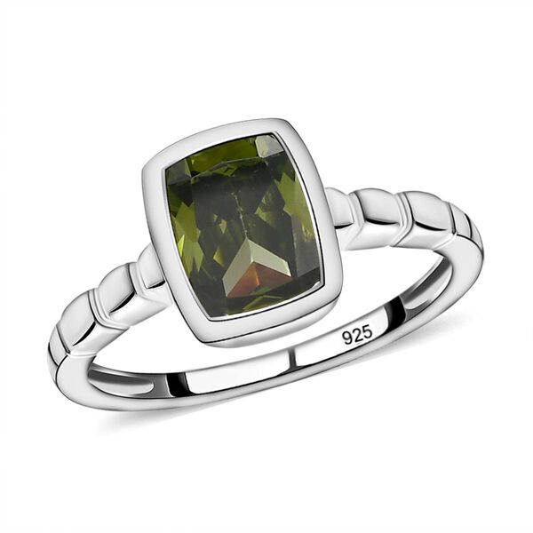 Peridot farbener Zirkonia-Solitär-Ring in 925 Silber, 2,12 ct image number 4