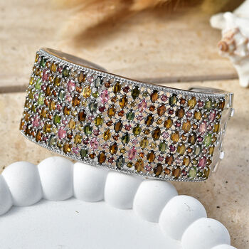 D'Joy AA Mehrfarbig-Turmalin Armreif ca. 19 cm 925 Silber Rhodiniert ca. 26,76 ct.