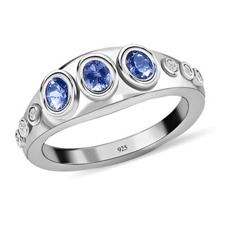 AAA Tansanit und Zirkon Ring - 0,63 ct.