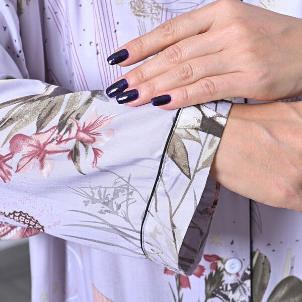 LA MAREY langes Nachthemd, Blumenmuster, Einheitsgr&ouml;&szlig;e Grau image number 3