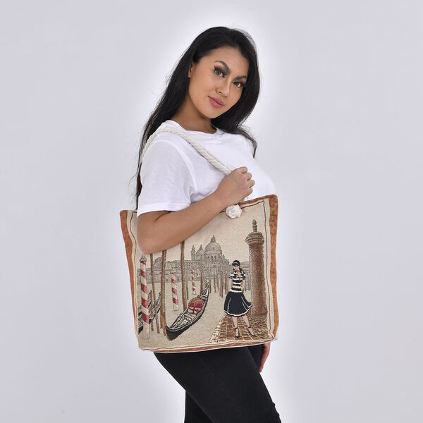 Jacquard gewebte Jute-Tasche, Suzani rot image number 3