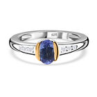 Tansanit und Zirkon Ring 925 Silber Bicolor (Größe 16.00) ca. 0,77 ct