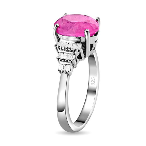 Ilakaka Rosa Saphir und wei&szlig;er Diamant-Ring, 925 Silber platiniert  ca. 4,01 ct image number 5