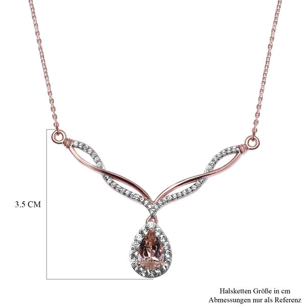 Morganit und wei&szlig;e Zirkon-Halskette, ca. 45 cm, 925 Silber Ros&eacute;gold Vermeil ca. 2.03 ct image number 6