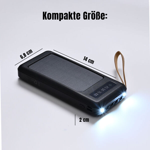 10.000 mAh Powerbank mit LED-Taschenlampe, 4 integrierten Kabeln, 14&times;6,8&times;2 cm, Schwarz image number 5