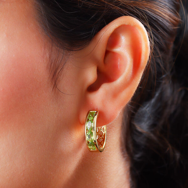 Nat&uuml;rliche Peridot-Creolen, 925 Silber vergoldet ca. 4,20 ct image number 3