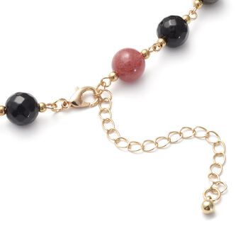 Rosa Zirkonia, Mehrfarbige Edelsteine Halskette, ca. 44.5 cm+ 7.5 cm extender, Eisen, vergoldet