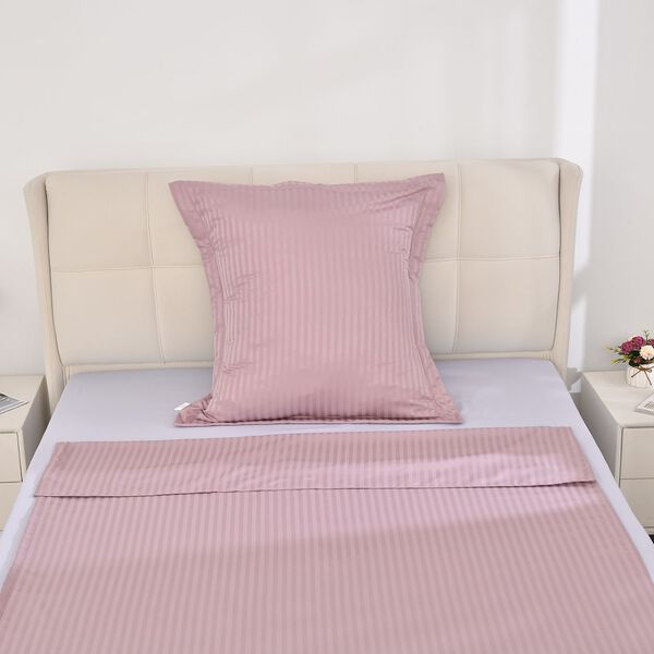 2-teiliges Bettwäsche-Set mit vertikalem Streifenmuster, 135x200 cm und 80x80 cm, Rosa image number 3