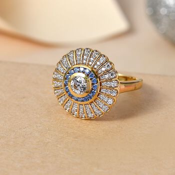 J Francis gefertigt mit SWAROVSKI- Blauer und wei&szlig;er Swarovski Zirkonia Ring