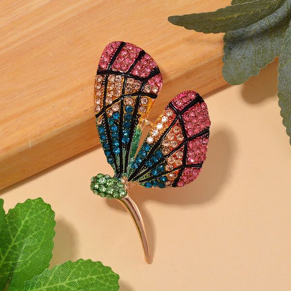 Mehrfarbiger Kristall Brosche Std Gelb image number 2