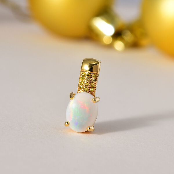 AA nat&uuml;rlicher, &auml;thiopischer Welo Opal und gelber Diamant-Anh&auml;nger - 1,25 ct. image number 2