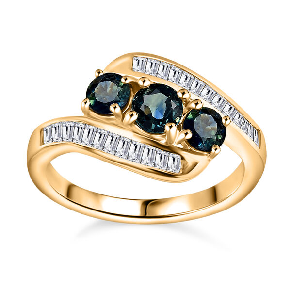 Gr&uuml;ner Saphir und Zirkon-Ring - 1,94 ct. image number 6