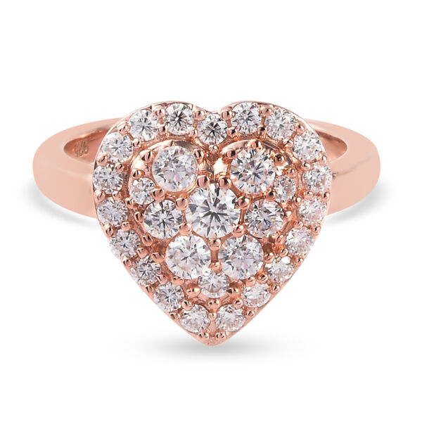 88 Facetten Moissanit Ring 925 Silber ros&eacute;vergoldet  ca. 0,89 ct