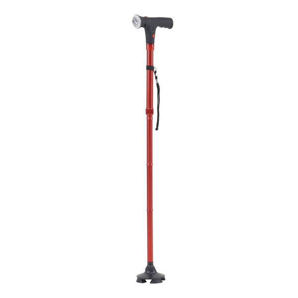 Klappbarer Smart-Walking-Stick mit drehbarem LED-Frontlicht in rot