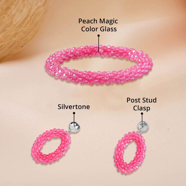 Pfirsichfarbenes Glasperlen-Schmuckset image number 4