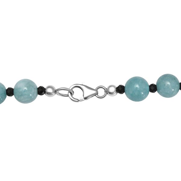 Nat&uuml;rliche milchige Aquamarin und schwarze Spinell-Halskette, 50cm - 190 ct. image number 4