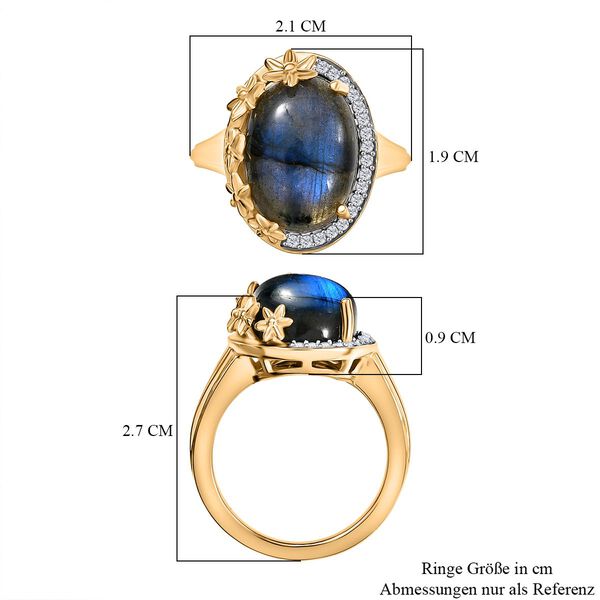 EverTrue AAA Labradorit und Zirkon Ring - 7,32 ct. image number 6