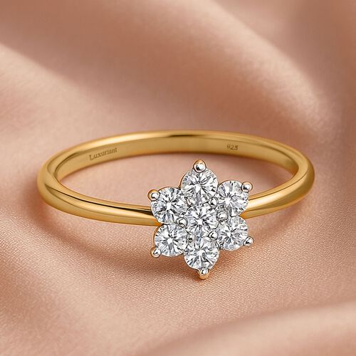 LUXURIANT DIAMOND - Lab Grown Diamant SI-GH SGL zertifiziert Ring 925 Silber Gelbgold Vermeil (Größe 17.00) ca. 0.50 ct image number 2