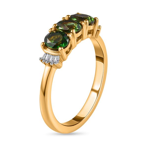 Natürlicher Chrom Turmalin und weißer Diamant-Ring, 925 Silber Gelbgold Vermeil (Größe 21.00) ca. 1.03 ct image number 5
