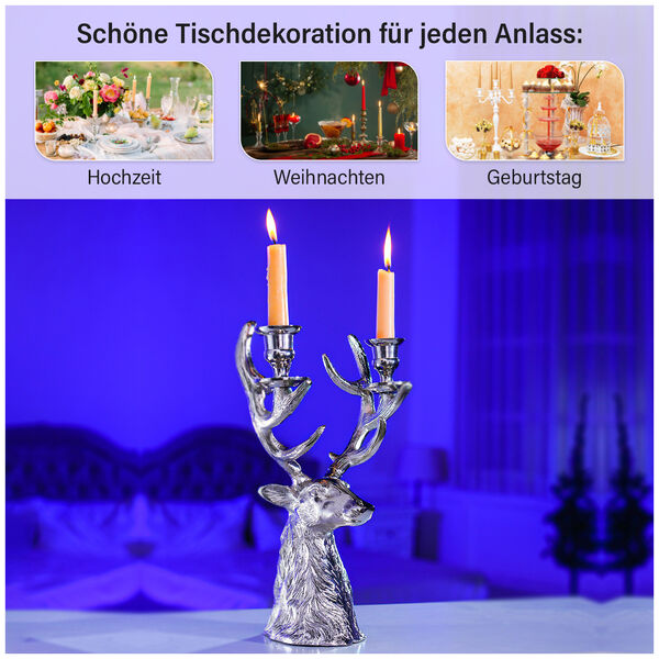 Rentier-Figur mit 2 Kerzenhaltern, Silber image number 9