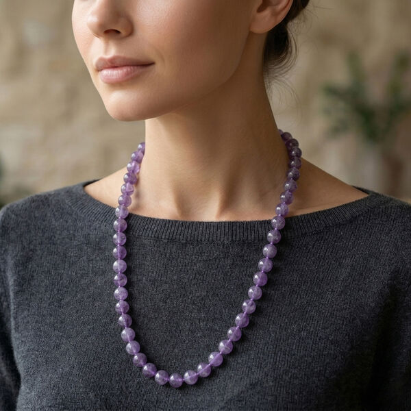 D'Joy AAA Rose De France Amethyst Halskette ca. 50 cm 925 Silber Rhodiniert ca. 300.00 ct image number 2