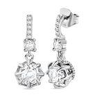 J Francis gefertigt mit SWAROVSKI Weißer Swarovski Kristall Ohrringe 925 Silber rhodiniert