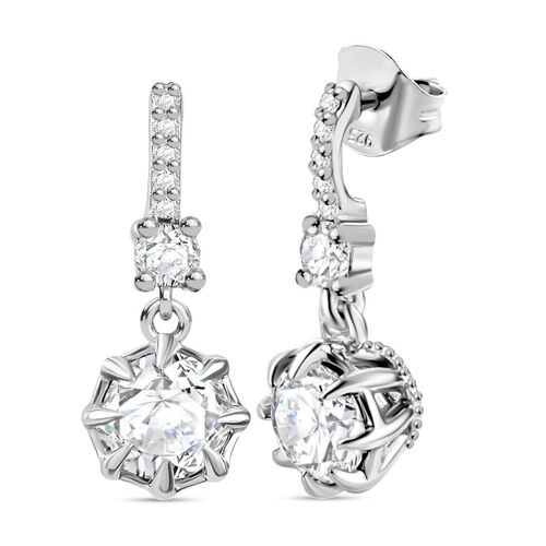 J Francis gefertigt mit SWAROVSKI- Weiße Swarovski Kristall Ohrringe image number 0