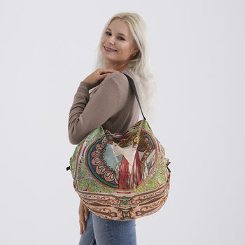 Faltbare Einkaufstasche mit Rei&szlig;verschlussfach 50 x 70 cm Hellgr&uuml;n M&auml;dchenmotiv