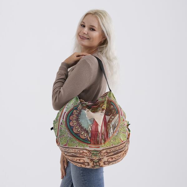 Faltbare Einkaufstasche mit Rei&szlig;verschlussfach 50 x 70 cm Hellgr&uuml;n M&auml;dchenmotiv image number 2