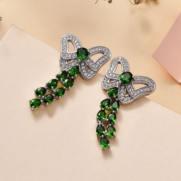 Natürliche Chromdiopsid und Zirkon-Ohrringe - 4,26 ct. image number 2