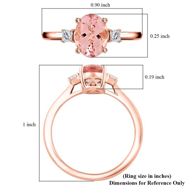 LUXORO zertifiziert und gepr&uuml;ft AAA Rosa Morganit und Diamant Ring in 417 Ros&eacute;gold - 1,35 ct. image number 5